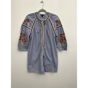 Signature l Studio Women’s Boho Dress Small Embroidered Pullover Striped